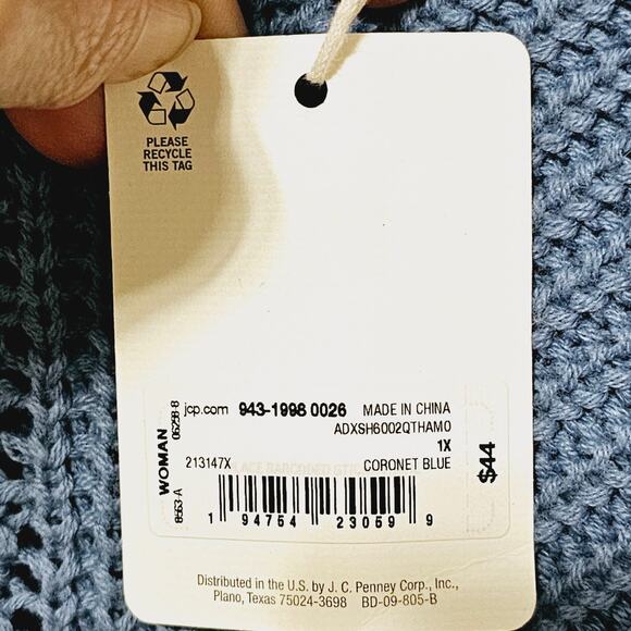 a.n.a Sweater Women's Plus Size 1X Coronet Blue NWT $44 Cozy Casual Normcore - Picture 6 of 8